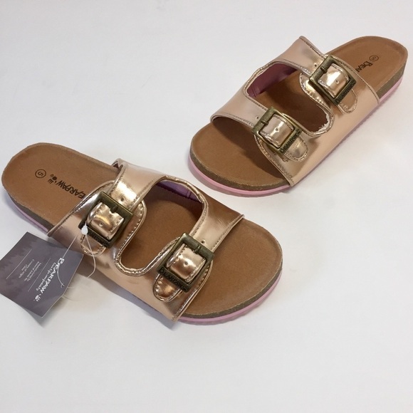 NEW BEARPAW Big Girls Faux Leather slip on Slide Sandals - Picture 2 of 12